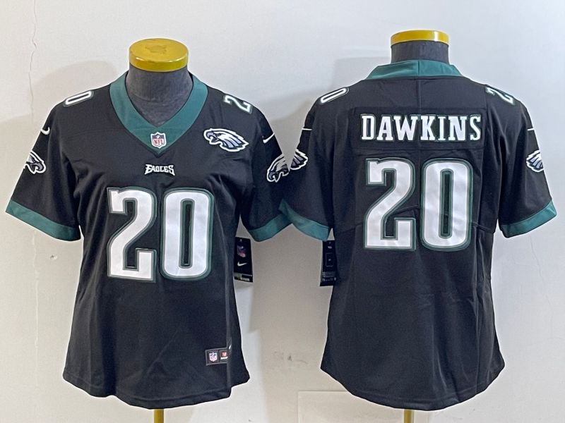 Women Philadelphia Eagles #20 Dawkins Black 2025 Nike Vapor Limited NFL Jersey style 3->women nfl jersey->Women Jersey